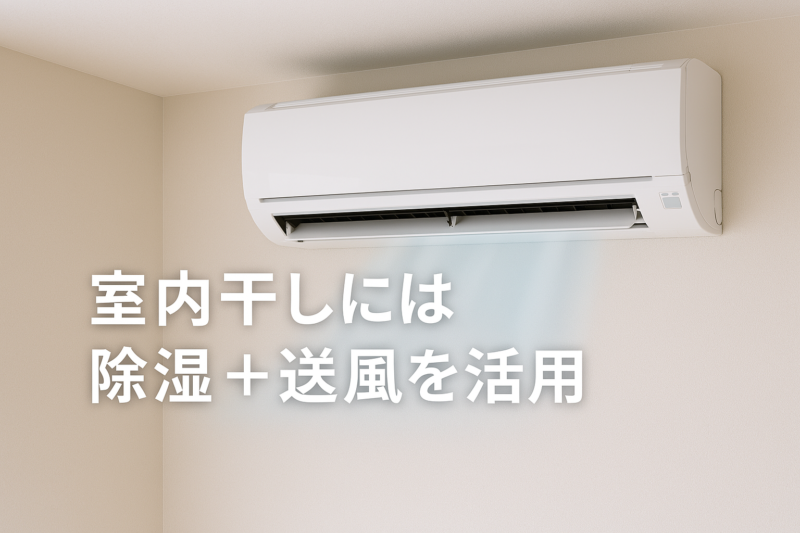 室内干しには除湿＋送風を活用
